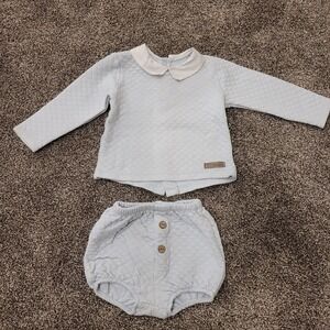 Calamaro Baby Boys Quilted Two Piece Set Light Blue 18 Months